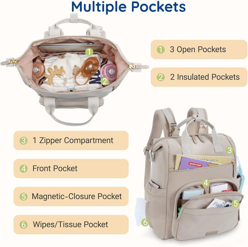 mommore Backpack Backpack Neoprene Diaper Bag Small Lightweight Baby Diaper Bags Water Resistant Diaper for Boys Girls