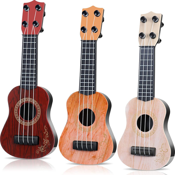 3 Pcs Mini Ukulele Guitar for Kids, Classical Musical Instrument, Cute Developmental Educational Toy (Classic Style)