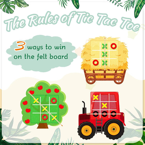 24 Pack Farm Animals Tic Tac Toe Board Game, Felt Barnyard Party Favors for Farm Themed Supplies
