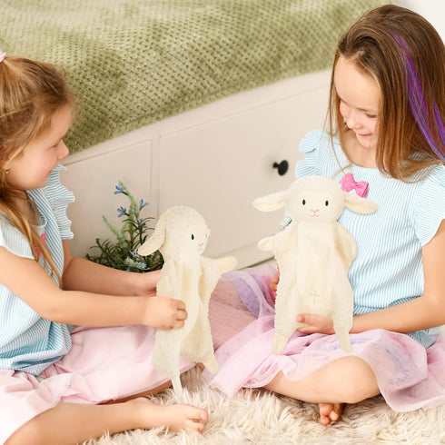Panelee 2 Pcs Baptism Gifts - Baby Blessings Lamb Security Blanket for First Communion, Christening