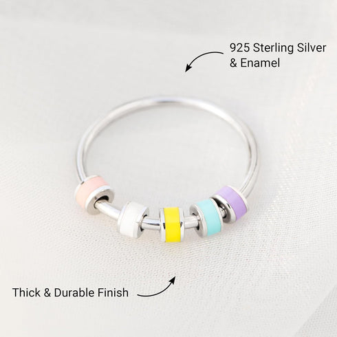925 STORYJEWELLERY Fidget Ring, Sterling Silver Anxiety Rings for Women, Spinner Ring, Silent Spinning Silver Stress