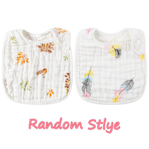 Zainpe 6Pcs Snap Muslin Cotton Bibs for Baby, Adjustable Burp Cloths with 6 Absorbent Layers for Feeding and Teething