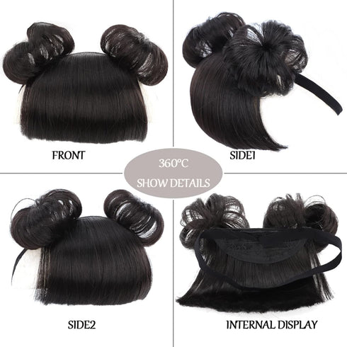 1 Pack Baby Wig Braid Hairband wig for kids baby headband baby hair Children Fake Bangs Head Buckle COS Hair Accessories Baby (Black)