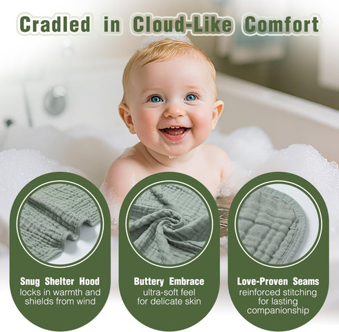 Seozio 2 Pack 100% 32x32Inch Hooded Baby Bath Towels for Newborn, Cotton Baby Bath Towel with Hood for Babies, Infant