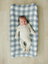 100% Mebie Baby Changing Pad Cover, Dusty Blue Gingham, Muslin Cotton Changing Table Pad Cover for Boy and Girl