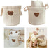 Yovslop Bear Storage Bucket Beige Cotton Basket Diaper Bag Large Capacity Bin for Home Nursery Room