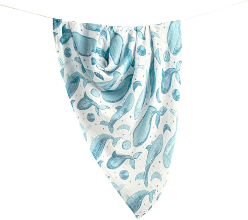 100% Set 2, 47" 47", Crane Baby Cotton Muslin Swaddle Blankets, Caspian Ocean, Baby Swaddle Blanket, of x Swaddles