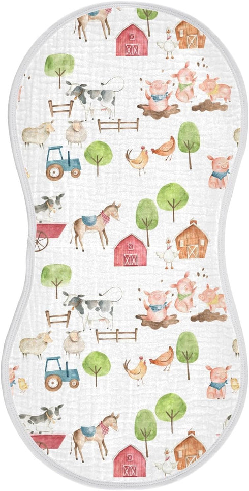 vvfelixl Baby Burp Cloths Watercolor Farm Animals Baby Newborn Cotton Burping Cloths