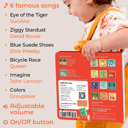 1-3 2 18 Cali's Books Rock Music Books for Toddlers - Singing Button Sound Board Book for Year Old Children, Musical