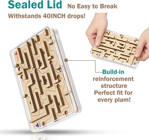 CHEROSIN 8+ Handheld Fidget Puzzle Game for Kids and Adults - Challenging Wooden Labyrinth Marble Maze for Teen Boys