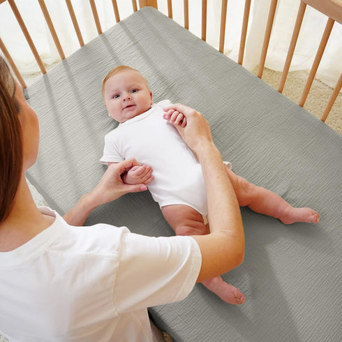 Kewlife gift 100% 360 28" 52" Muslin Crib Sheet Cotton Baby Fitted Sheet for Boys & Girls, Ultra Soft & Breathable