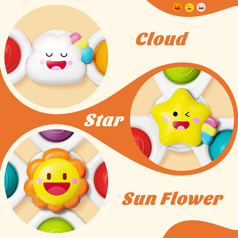 0-6-12-18 1 2 3 SpringFlower Baby Toys Months,Suction Cup Spinner Toys,Baby Bath Toys for Boy&Girl, Sensory Toys