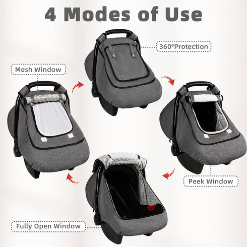 Cozy, GFU Winter Baby Car Seat Cover Waterproof, Windproof Car Seat Covers for Newborns with Double-Layer Window
