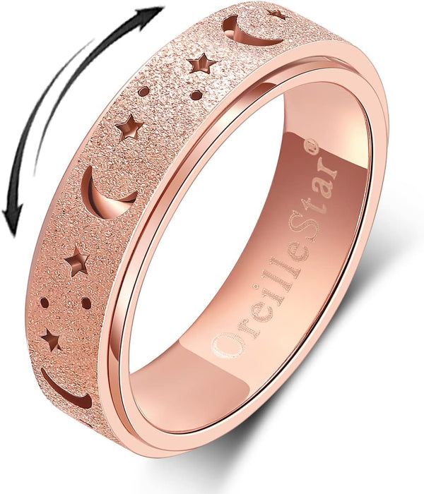 OreilleStar Anxiety Ring for Women, Spinner Ring Fidget Toys for Adults, Anxiety Fidget Ring for Women Teens, Rose Gold