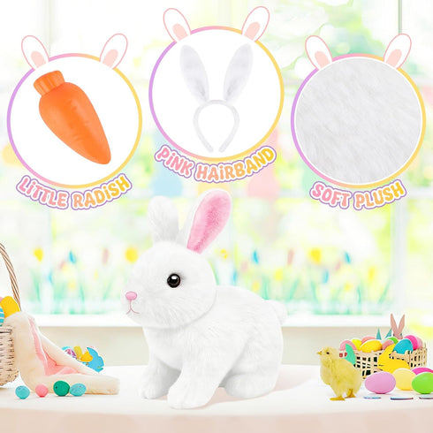 LAITYUM Set Realistic Bunny for Kids - Interactive Hopping Bunny Toy with Bunny Ears, Electric Lifelike Robot Rabbit
