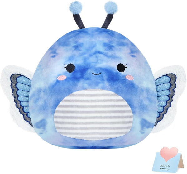 Houwsbaby 12” Butterfly Stuffed Animal - Blue Plush Pillow, Squishy Toy for Kids Birthday Festival Presents