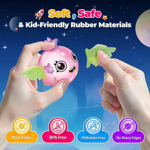 PINSHILE 3+ DIY Space Magic Balloon Craft Kit, Sticker Decorated Balloons Toy for Kids, Rocket Air Pump Fun