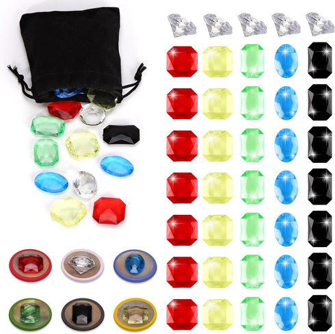 MSHUNKEJI 40 Pcs Board Game Gems 6 Styles Board Game Gemstones with Black