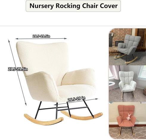 Nursery Rocking Chair Cover, Jacquard Stretch Cover for Nursery Rocking Chair Teddy Upholstered Glider Rocker, Rocking