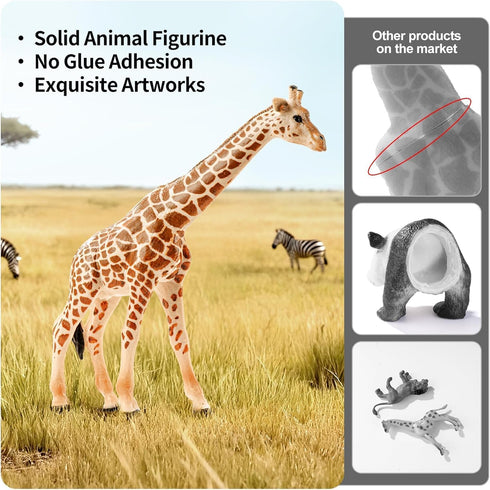 12PCS Set, Playset Realistic Safari Animals Figures Learning Toys Large African Animal Toys, Wild Zoo Animal Toys