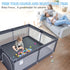 Baby Playpen, 50 x 50 inch Playard for Babies and Toddlers, Grey Baby Fence with Soft Breathable Mesh