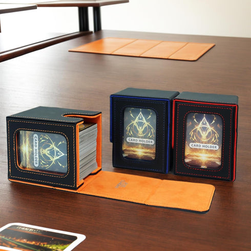 AEGIS GUARDIAN Card Deck Box for MTG, Commander Display, Holds 100 Double-Sleeved Cards, Black&Gray