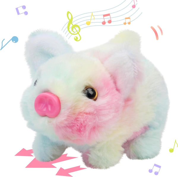 Hopearl Interactive Crawling Piglet Toy - Walking Piggy Electronic Plush with Oink, Twitch Nose, Wag Tail for Toddlers,