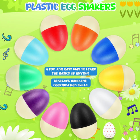 100 Yeshone Pieces Egg Shakers Bulk Musical Instruments Percussion Maracas Egg for Kids Toys Plastic Shaker