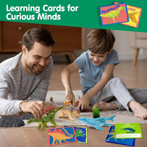 3-5 Backpack Set 3D 4 4-8 COCO&Friends Dinosaur Toys for Kids - Portable Dinosaur Play with Foldable Mat, Pretend Play