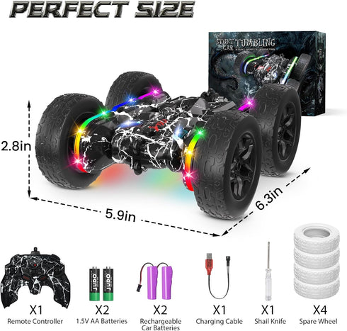 2.4 5-7 360 Terucle Rc Cars Toys for Boys Remote Control Car GHz Black Toys for Ages Kids Toys New Upgraded Strip