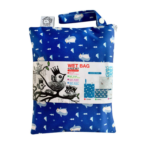 4 Pack Waterproof and Reusable Wet Bag Diaper Stroller Water Resistant Swimsuit Travel Toiletries Yoga Gym Washable
