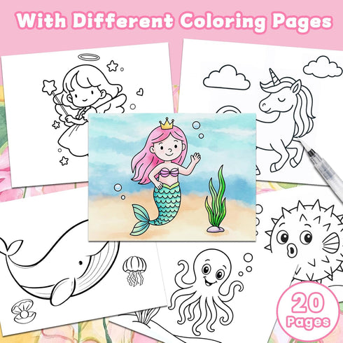 DreamCosy 12 Pack Paint with Water Coloring Books for Toddles, Water Painting Kit with Brush & Pages, Mess-Free Arts