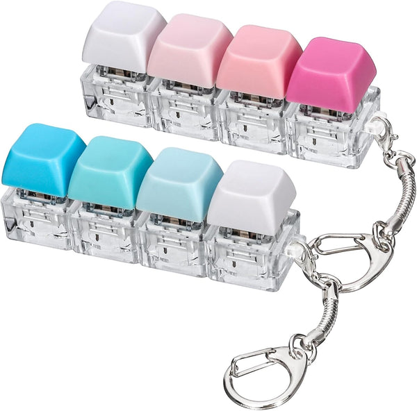 DEARIDAP 2 PCS Keyboard Fidget Toy, 4-in-1 Keyboard Button Clicker Keychain, Push Bubble