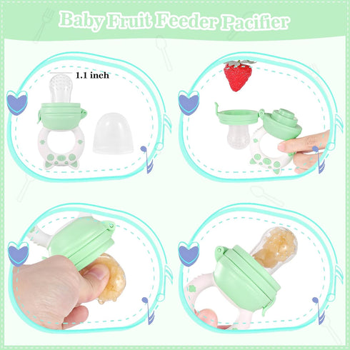BXLL 10 Set Pcs Green Silicone Baby Feeding - Baby Led Weaning Supplies with Suction Bowl, Divided Plate, Bibs, Fruit