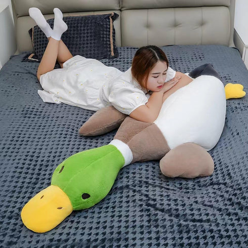 Mallard Duck Plush, Soft Furry Stuffed Animal Pillow, Huge Duck Plush Hugging Pillow Gifts for Every Age (39.3in)