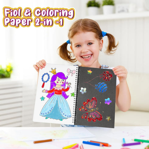 Art & Craft Activity, Foil Fun Princess DIY Kits, No Mess Creative Drawing Game for Kids Ages 4-9, Birthday Gifts
