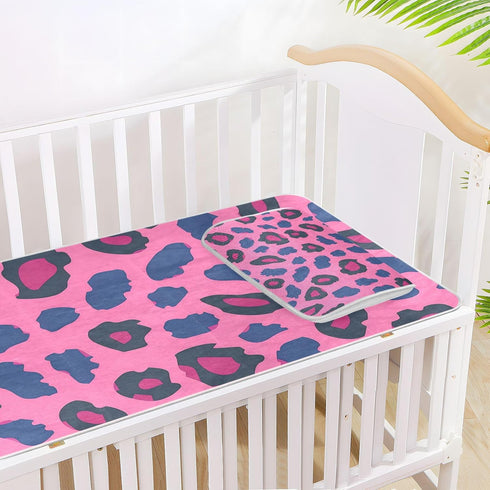 SyXIOP 28" 52" Peach Leopard Print Cooling Baby Waterproof Crib Mattress Protector x Reusable Bed Pads for Kids