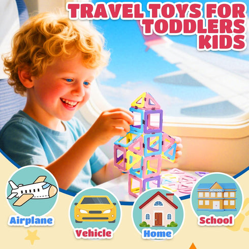 52 3 4 5 6 7 MAGBLOCK Toddler Girl Toys, Magnetic Tiles Pcs, Birthday Gifts for Girls, Macaron Color Magnetic Building