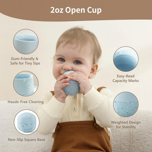 Set 4 Set, 2 Pack) Moonkie Baby Training Cup & Sippy Cup | Months+ | Baby-Led Weaning Essential | Gift for Infants