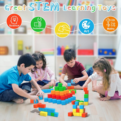 56PCS 1.34in 3D Magnetic Blocks Large, Magnetic Building Blocks, Magnetic Cubes for Toddlers, Preschool Educational
