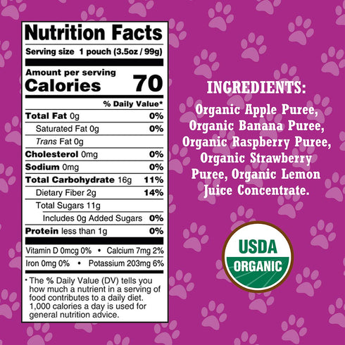 3.5 (Pack 10) Paw Patrol Really Raspberry Organic Mixed Fruit Squeeze Pouch, Ounce