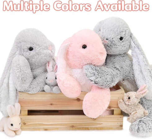 MaoGoLan 4Pcs Giant Bunny Stuffed Animal with 3 Babies Inside, 24" Pink Easter Bunny Plush Toys