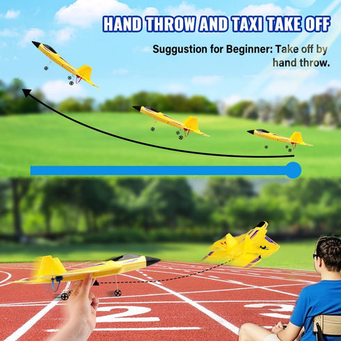 F-22 2.4 6-axis Yellow RC Plane for Kids Upgrade Raptor Fighter RC Airplane Remote Control Airplane Toys GHZ Smart Gyro