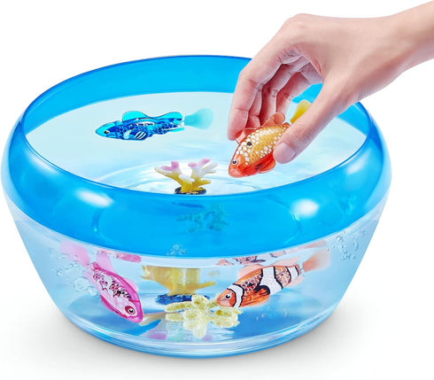 Swimming (2 Pack) 3 Robo Alive Robo Fish Robotic Fish (Blue + Red) by ZURU Water Activated, Changes Color, Comes