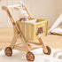 ROBUD Baby Push Walker Doll Stroller, Wooden Shopping Cart for Girls Boys, Adjustable Height Walker for Kids