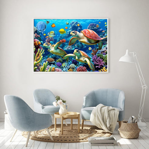 500 Piece Jigsaw Puzzle for Adults - Sea Turtle Underwater World, Finished Size 19.3" x 13.7"