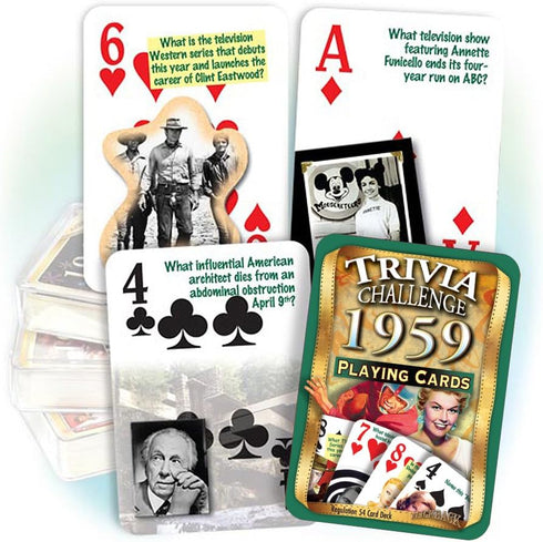 Flickback 1959 Trivia Playing Cards, Birthday Gift