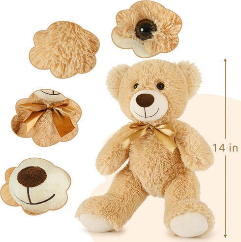 6 Packs 14in MorisMos Teddy Bears Bulk Stuffed Animals, Small Teddy Bear Plush, Cute Stuffed Bears for Centerpiece Baby