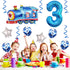 Weenkeey 3rd 3 Birthday Train Balloons - Giant Aluminum Foil Balloon Number Mylar for Railroad Party - Blue