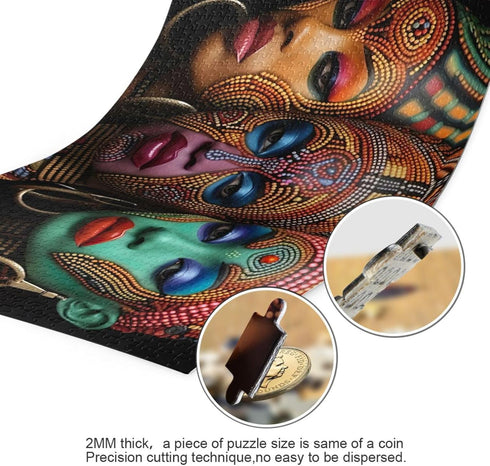 Puzzles for Adults, 1000 Piece African American Black Women Jigsaw Puzzle Game Toys Gift Home Decor